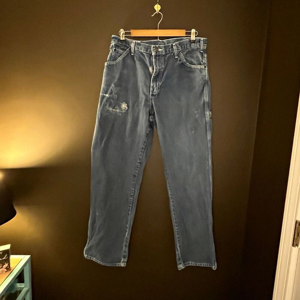 Vintage Dickies Carpenter Jeans Mens 34x30 Blue Denim Workwear Utility Skater